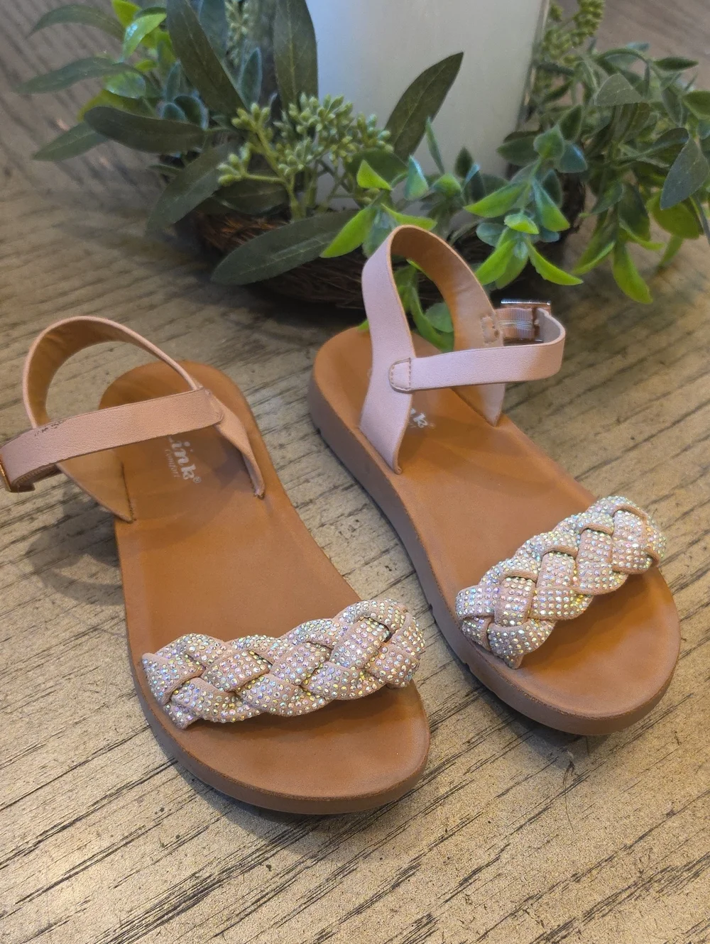 Braided Bead Pink Sandals Size 13